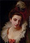 Gustave Jean Jacquet Portrait Of A Lady With A Feathered Hat painting